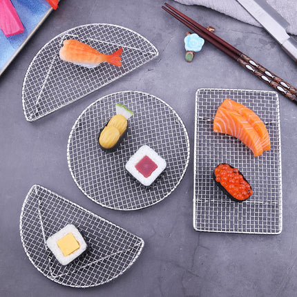 JWDX Barbecue Grill Clearance! Outdoor Home Cooking Stainless Steel Barbecue Rectangular Semicircular Multi Shape Multi Size Storage Barbecue Net, Tempura Fried Food Net Rack Japanese Cuisine S6-E.