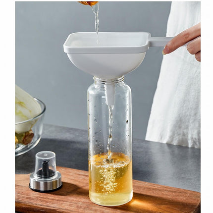 Clearance! Eewia Funnel Kitchen Funnel Washable Multipurpose Funnel for Liquid Oils Dry Ingredients, Rectangular Funnel with Handle White.