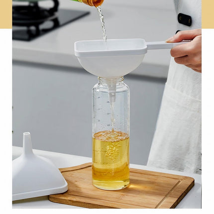 Clearance! Eewia Funnel Kitchen Funnel Washable Multipurpose Funnel for Liquid Oils Dry Ingredients, Rectangular Funnel with Handle White.