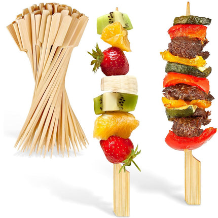 Clearance! Eewia Skewer Skewers 100Pcs Food Toothpicks Wide Flat Wood Picks for Cocktail Fruit Grilling Drink Bbq Barbecue Yakitori Chicken Fondue Roast, Bbq Skewers Kebab Skewers 100 Beige 9 Beige.
