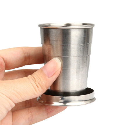 Clearance School Supplies! JWDX Medium Stainless Steel Telescopic Cup 02356, Emergency Steel Telescopic Shot Cup Glass Travel Collapsible Pocket Kitchen，Dining and Bar Silver.
