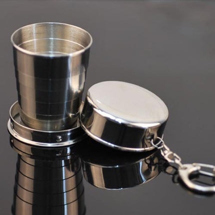Clearance School Supplies! JWDX Medium Stainless Steel Telescopic Cup 02356, Emergency Steel Telescopic Shot Cup Glass Travel Collapsible Pocket Kitchen，Dining and Bar Silver.