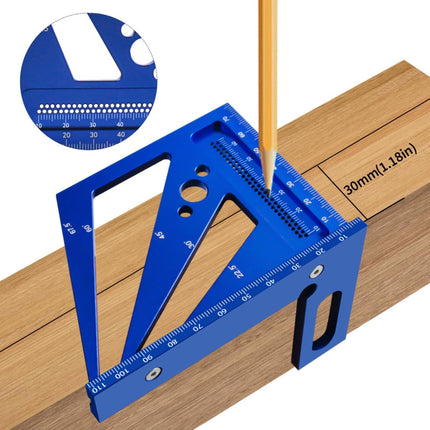 JWDX Measuring Tools Clearance! The Fourth Generation Carpenter'S Square Ruler Triangle Ruler Aluminum Alloy Square Ruler Right Angle Ruler Marking Ruler Hole Ruler Measurement Layout Blue.