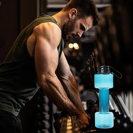 JWDX Portable Kettle Clearance, Water Bottle Multifunctional Water Bottle Dumbbell Shaped Drinking Bottles Leakproof Bottle Drinking Bottle for Gym School Cycling Outdoor Sports and Capacity Blue.