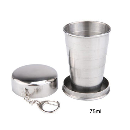 Clearance School Supplies! JWDX Mobile Telescopic Foldable Stainless Steel Cup (6.5Cm), Stainless Steel Camping Folding Cup with Keychain Traveling Outdoor Hiking Portable Cup Silver.