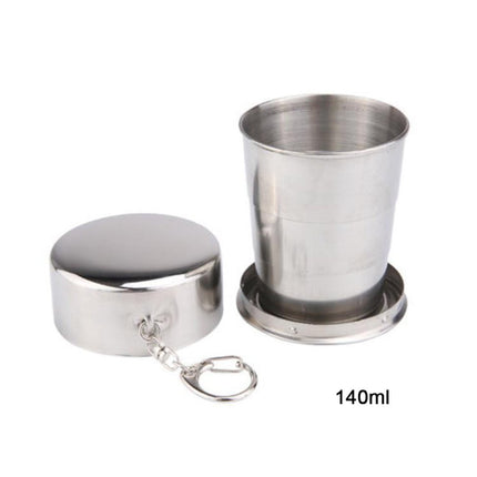 Clearance School Supplies! JWDX Mobile Telescopic Foldable Stainless Steel Cup (6.5Cm), Stainless Steel Camping Folding Cup with Keychain Traveling Outdoor Hiking Portable Cup Silver.
