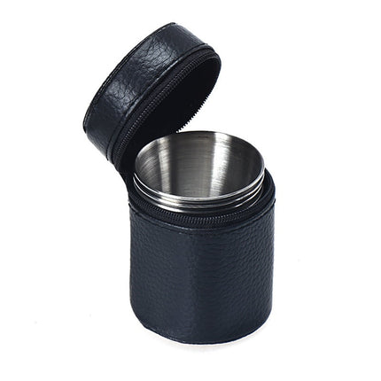 JWDX Wine Glass, 4 Small Wine Glasses with Sleeves, 4 Stainless Mug Tea Coffee Set Camping Steel Drinking Tumbler Cup of Glass and Bottle Z3-F.