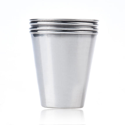 JWDX Wine Glass, 4 Small Wine Glasses with Sleeves, 4 Stainless Mug Tea Coffee Set Camping Steel Drinking Tumbler Cup of Glass and Bottle Z3-F.