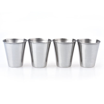 JWDX Wine Glass, 4 Small Wine Glasses with Sleeves, 4 Stainless Mug Tea Coffee Set Camping Steel Drinking Tumbler Cup of Glass and Bottle Z3-F.