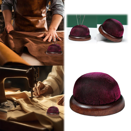 Smooth Round Pin Cushion! Eewia Needle and Thread Kit Clearance, Glossy Pin Cushion Wooden Base Needle Pincushion Round Pin Cushion for Sewing Needle Holder Or Diy Crafts, include 1*Pin Cushion Red.