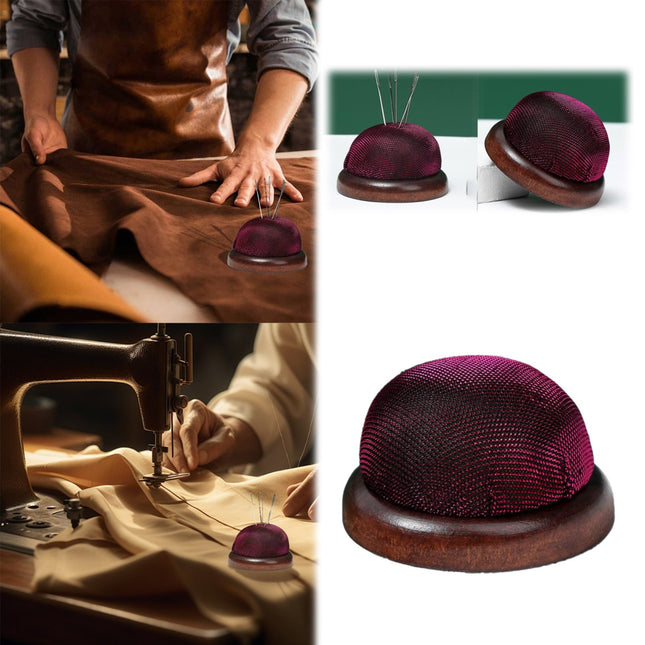 Smooth Round Pin Cushion! Eewia Needle and Thread Kit Clearance, Glossy Pin Cushion Wooden Base Needle Pincushion Round Pin Cushion for Sewing Needle Holder Or Diy Crafts, include 1*Pin Cushion Red.