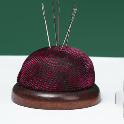 Smooth Round Pin Cushion! Eewia Needle and Thread Kit Clearance, Glossy Pin Cushion Wooden Base Needle Pincushion Round Pin Cushion for Sewing Needle Holder Or Diy Crafts, include 1*Pin Cushion Red.