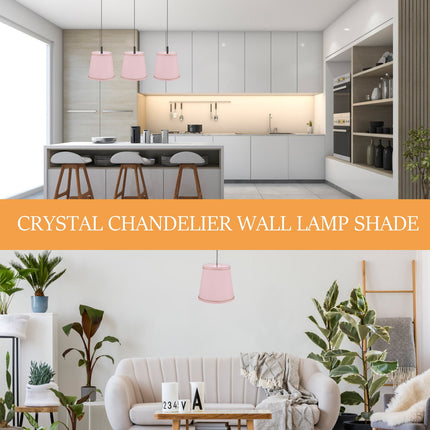 Ortofally Drum Lamp Shade Linen Fabric Lamp Cover Chandelier Lamp Shades for Chandeliers Lights Table Floor Wall Lamps Replacement 17.00X16.00X4.00CM Pink.