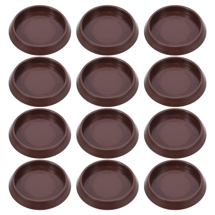 Ortofally Round Furniture Castor Cup Set: 12pcs Non Skid Wheel Caster Cups Furniture Pad Floor Protectors Caster Cups 12.00X4.00X3.00CM Brown.