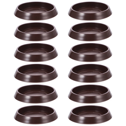 Ortofally Round Furniture Castor Cup Set: 12pcs Non Skid Wheel Caster Cups Furniture Pad Floor Protectors Caster Cups 12.00X4.00X3.00CM Brown.