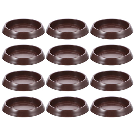 Ortofally Round Furniture Castor Cup Set: 12pcs Non Skid Wheel Caster Cups Furniture Pad Floor Protectors Caster Cups 12.00X4.00X3.00CM Brown.