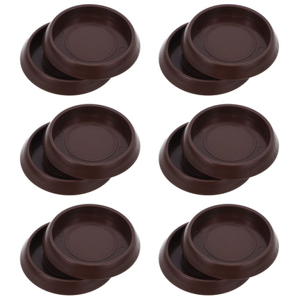 Ortofally Round Furniture Castor Cup Set: 12pcs Non Skid Wheel Caster Cups Furniture Pad Floor Protectors Caster Cups 12.00X4.00X3.00CM Brown.
