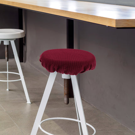Ortofally Bar Stool Covers Stretchy Round Chair Covers Slipcover Washable Stool Cushion Elastic Bar Chair Covers Grey 27.5X17.5X6CM Dark Red.
