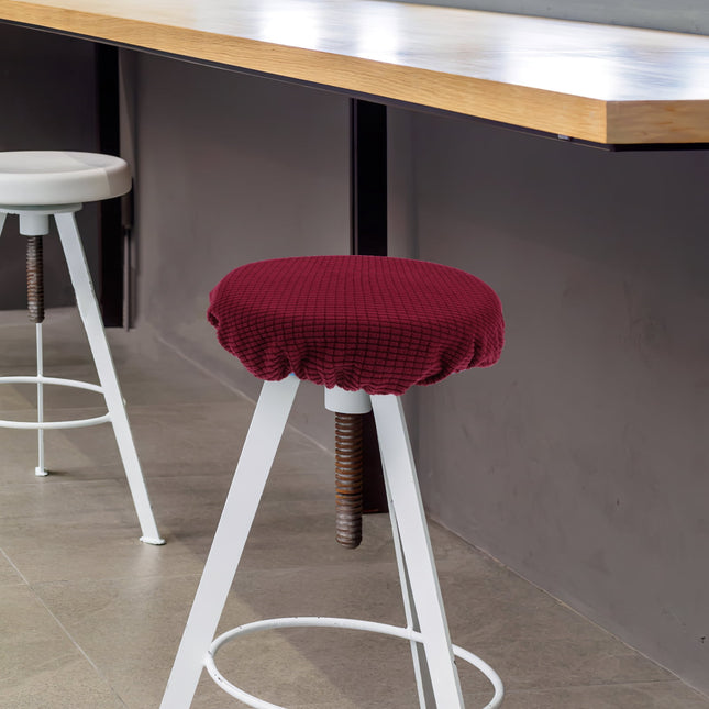 Ortofally Bar Stool Covers Stretchy Round Chair Covers Slipcover Washable Stool Cushion Elastic Bar Chair Covers Grey 27.5X17.5X6CM Dark Red.