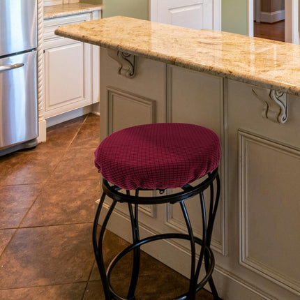 Ortofally Bar Stool Covers Stretchy Round Chair Covers Slipcover Washable Stool Cushion Elastic Bar Chair Covers Grey 27.5X17.5X6CM Dark Red.