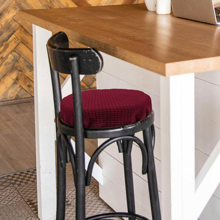 Ortofally Bar Stool Covers Stretchy Round Chair Covers Slipcover Washable Stool Cushion Elastic Bar Chair Covers Grey 27.5X17.5X6CM Dark Red.