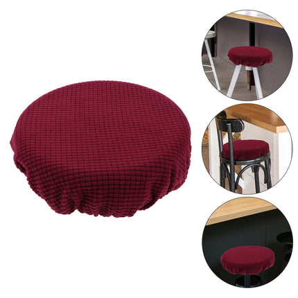 Ortofally Bar Stool Covers Stretchy Round Chair Covers Slipcover Washable Stool Cushion Elastic Bar Chair Covers Grey 27.5X17.5X6CM Dark Red.