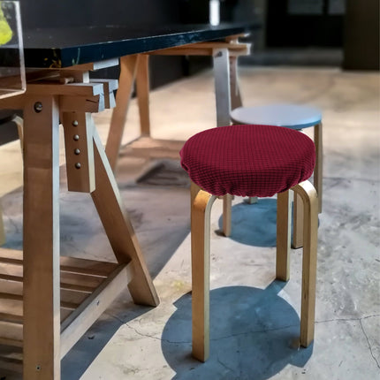Ortofally Bar Stool Covers Stretchy Round Chair Covers Slipcover Washable Stool Cushion Elastic Bar Chair Covers Grey 27.5X17.5X6CM Dark Red.