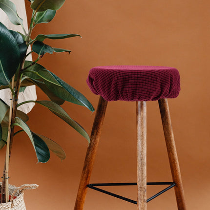 Ortofally Bar Stool Covers Stretchy Round Chair Covers Slipcover Washable Stool Cushion Elastic Bar Chair Covers Grey 27.5X17.5X6CM Dark Red.