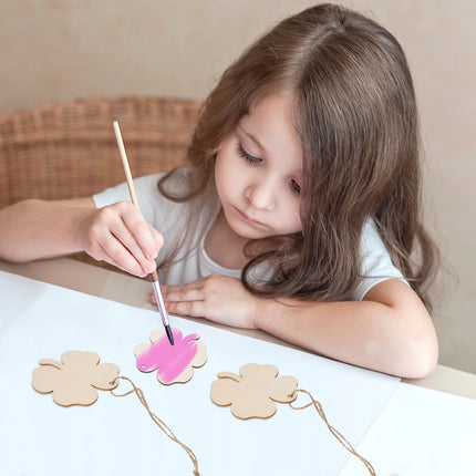 Ortofally 20pcs Four Leaf Ornaments Hanging Decor Unfinished Wooden Ornaments Wooden Shamrock Cutouts Wooden Slices Party Favors for DIY Crafts Beige.