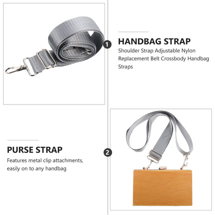 Ortofally Nylon Shoulder Strap, Bag Handbag Purse Replacement Strap, Adjustable Canvas Strap with Metal Hooks for Laptop Briefcase Messenger Bag/ Grey 150X3.8CM Gray.