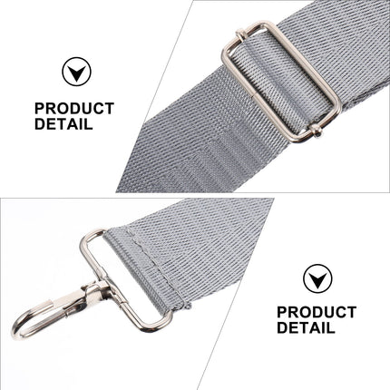 Ortofally Nylon Shoulder Strap, Bag Handbag Purse Replacement Strap, Adjustable Canvas Strap with Metal Hooks for Laptop Briefcase Messenger Bag/ Grey 150X3.8CM Gray.