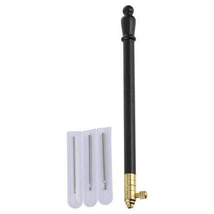 Ortofally 1 Set of Metal Handle Set Hooks with 3 Needles French Crochet Tool for Embroidery Beading ( Black ) 11X1CM Black.