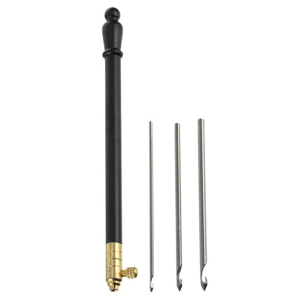 Ortofally 1 Set of Metal Handle Set Hooks with 3 Needles French Crochet Tool for Embroidery Beading ( Black ) 11X1CM Black.