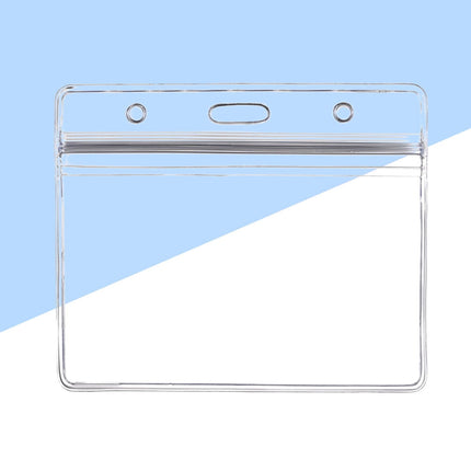 Ortofally 10pcs Transparent Waterproof Business ID Badge Holder for Office School (Horizontal Pattern) 10pcs Transparent.