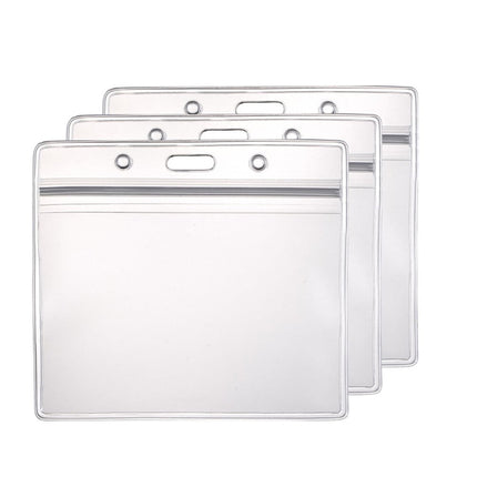 Ortofally 10pcs Transparent Waterproof Business ID Badge Holder for Office School (Horizontal Pattern) 10pcs Transparent.