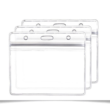 Ortofally 10pcs Transparent Waterproof Business ID Badge Holder for Office School (Horizontal Pattern) 10pcs Transparent.