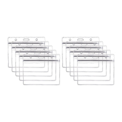 Ortofally 10pcs Transparent Waterproof Business ID Badge Holder for Office School (Horizontal Pattern) 10pcs Transparent.