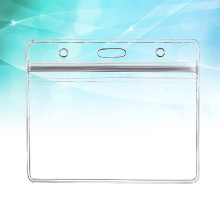 Ortofally 10pcs Transparent Waterproof Business ID Badge Holder for Office School (Horizontal Pattern) 10pcs Transparent.
