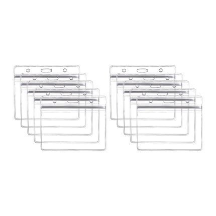 Ortofally 10pcs Transparent Waterproof Business ID Badge Holder for Office School (Horizontal Pattern) 10pcs Transparent.