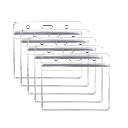 Ortofally 10pcs Transparent Waterproof Business ID Badge Holder for Office School (Horizontal Pattern) 10pcs Transparent.