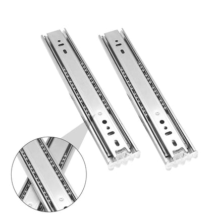 Ortofally 2pcs Three-Section Drawer Slides Stainless Steel Full Extension Ball Bearing 25X4.31CM Silver.