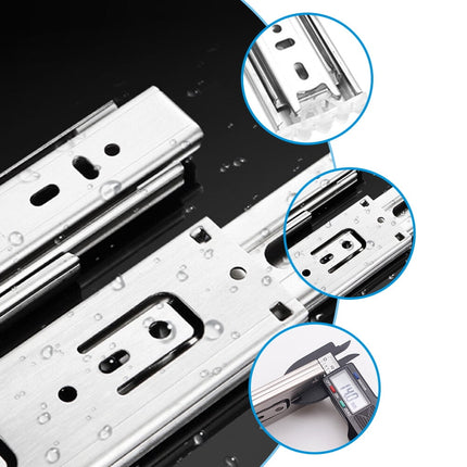 Ortofally 2pcs Three-Section Drawer Slides Stainless Steel Full Extension Ball Bearing 25X4.31CM Silver.
