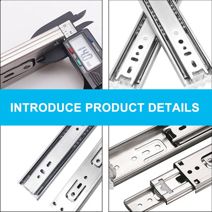 Ortofally 2pcs Three-Section Drawer Slides Stainless Steel Full Extension Ball Bearing 25X4.31CM Silver.