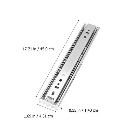 Ortofally 2pcs Three-Section Drawer Slides Stainless Steel Full Extension Ball Bearing 25X4.31CM Silver.