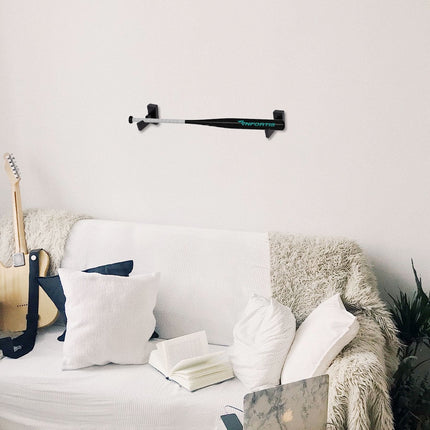 Ortofally Baseball Bat Display Hanger Wall Mounted Horizontal Baseball Bat Holder Hockey Wall Container for Home Office M Black.