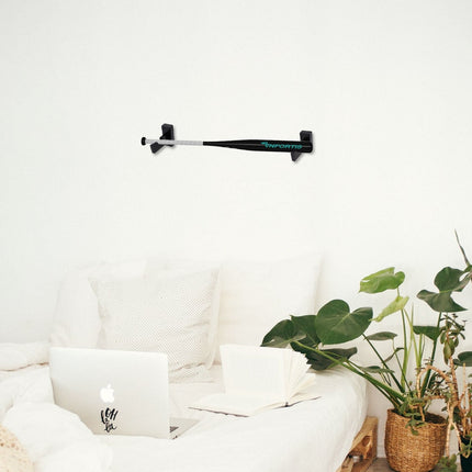 Ortofally Baseball Bat Display Hanger Wall Mounted Horizontal Baseball Bat Holder Hockey Wall Container for Home Office M Black.