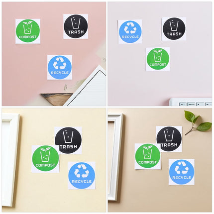 SWETRACE Trash Bin Sticker Multi PVC Adhesive Sticker 12Pcs Recycling Symbols Household Use.