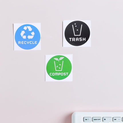 SWETRACE Trash Bin Sticker Multi PVC Adhesive Sticker 12Pcs Recycling Symbols Household Use.