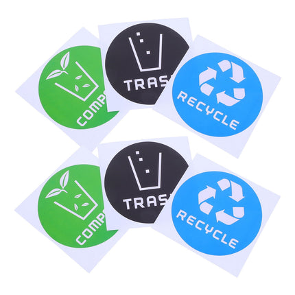 SWETRACE Trash Bin Sticker Multi PVC Adhesive Sticker 12Pcs Recycling Symbols Household Use.