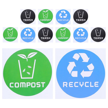 SWETRACE Trash Bin Sticker Multi PVC Adhesive Sticker 12Pcs Recycling Symbols Household Use.